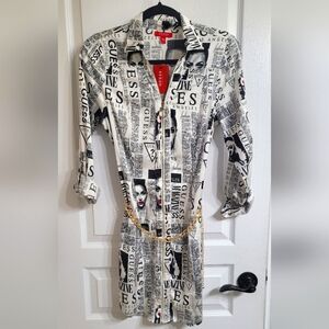 Guess Black & White Newspaper Dress